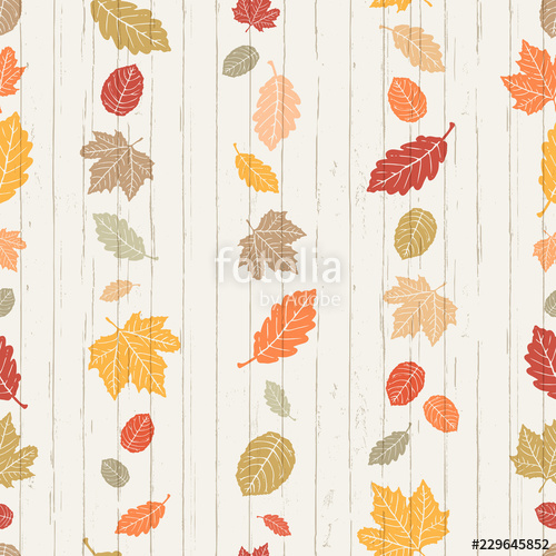 500x500 Seamless Vector Pastel Autumn Falling Leaves Stripes On Shiplap