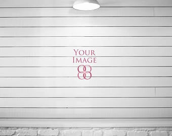340x270 Shiplap Wall With Light And Brick Wall Mock Up, Real Photography