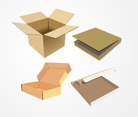 581x493 Free Open Cardboard Box Vector Set