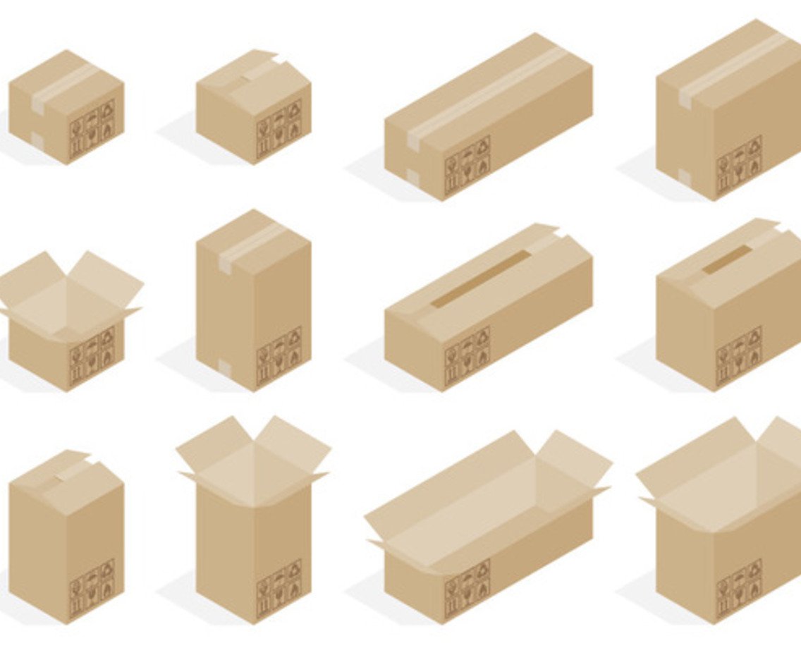 1136x936 Isometric Cardboard Box Vectors Vector Art Graphics