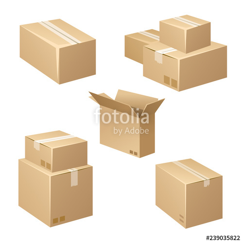 500x500 Isometric Carton Packaging Box Vector Icons Realistic Mockups