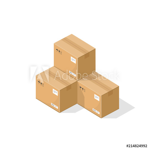 500x500 Parcel Boxes Vector Illustration, Warehouse Parts, Cardboard Cargo