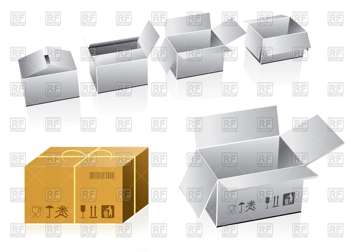 1200x858 Set Of Cardboard Boxes Vector Image Of Objects