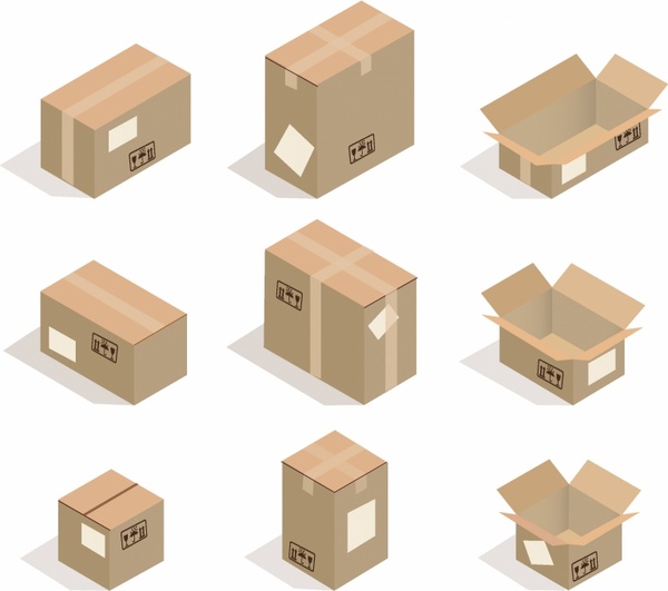 600x531 Cardboard Boxes Free Vector In Adobe Illustrator