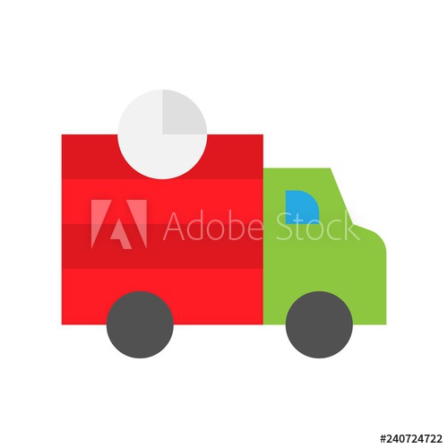 500x500 Shipping Truck Vector, Online Shopping Flat Style Icon