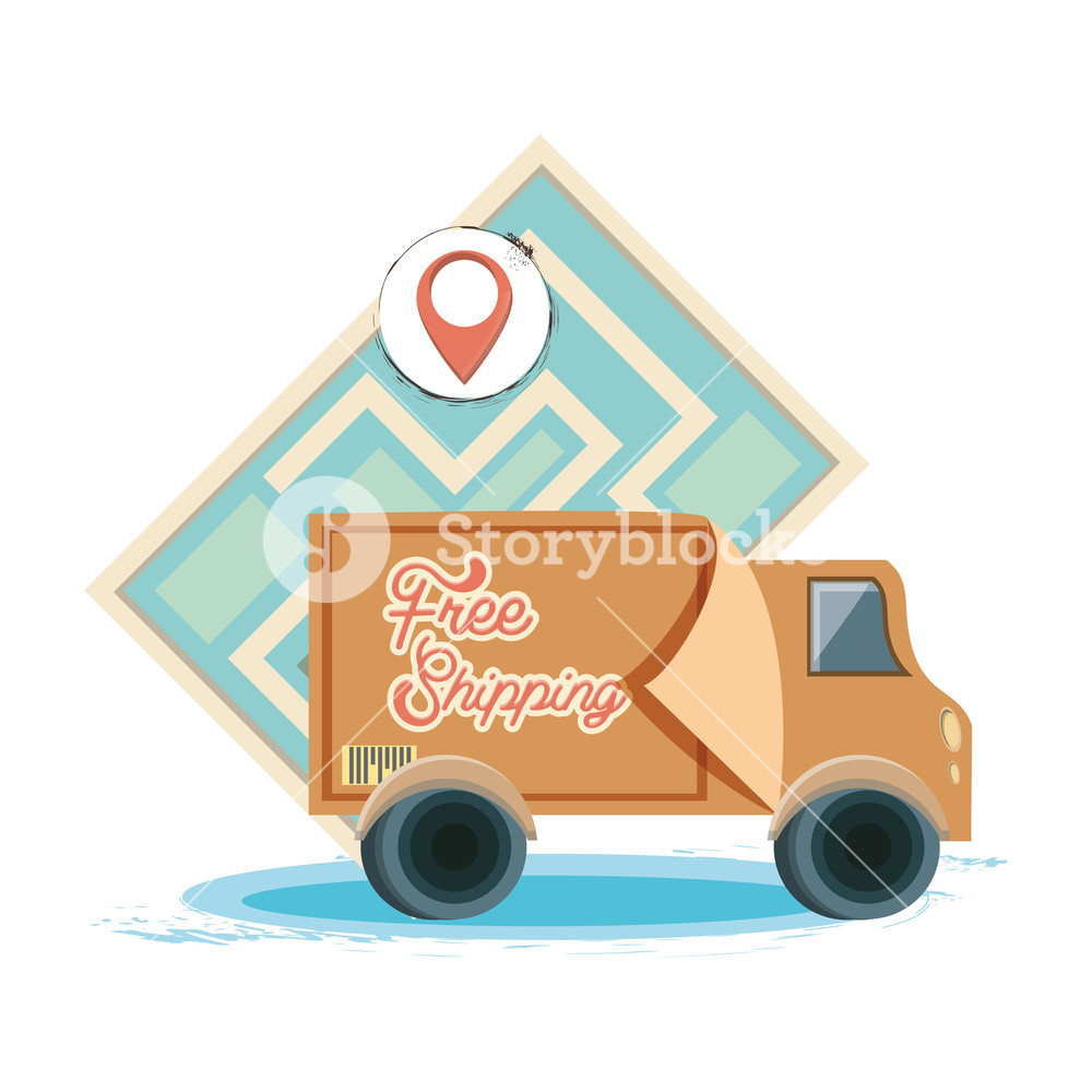 1000x1000 Free Shipping Service With Truck Vector Illustration Design