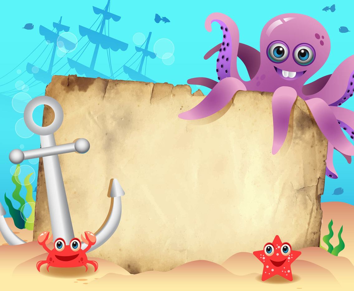 1136x936 Cartoon Octopus With Shipwreck Vector Vector Art Graphics