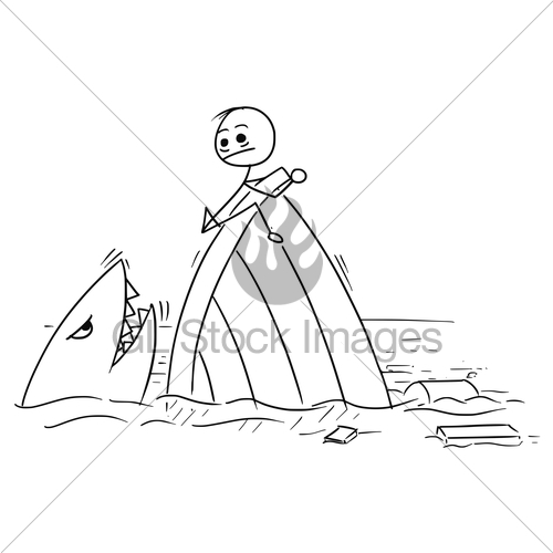 500x500 Vector Stick Man Cartoon Of Man Holding On The Shipwreck Gl