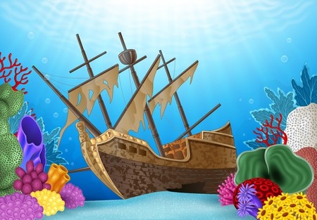 450x313 Vector Illustration Of Shipwreck On The Ocean Royalty Free Vector