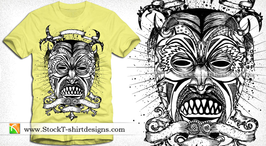 860x473 Vector T Shirt Design With Demon Man Face Vector T Shirt Designs