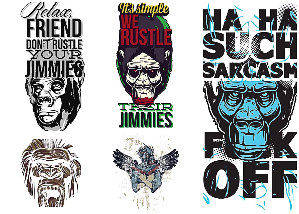 1050x750 Apes Prints T Shirt Vector Set Free Download