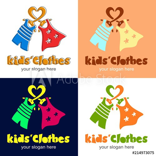 500x500 Kids Clothes Logotype With Heart, Clothes Hanger, Dress For Girl