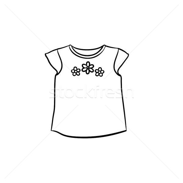600x600 Baby T Shirt Hand Drawn Outline Doodle Icon Vector Illustration