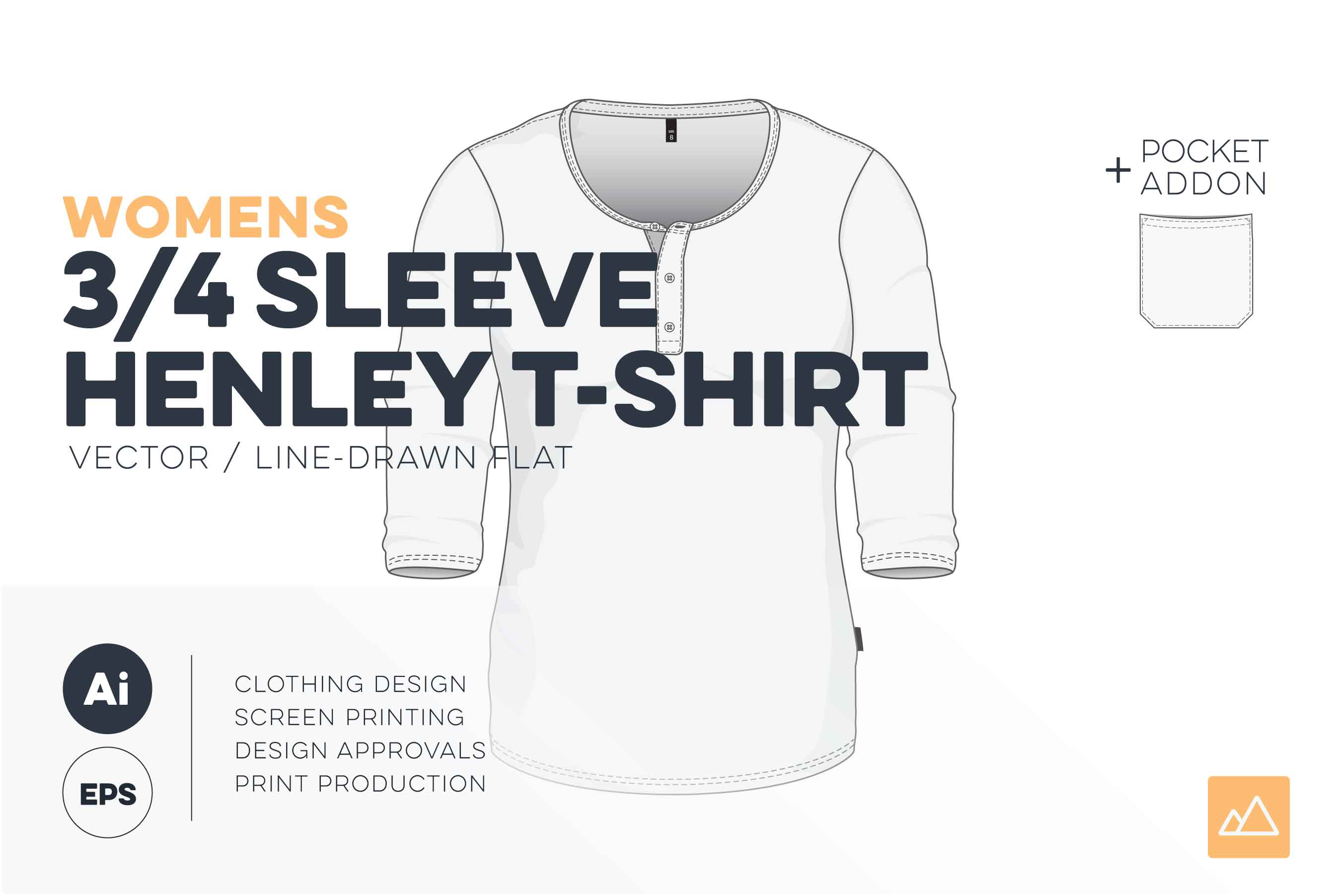 2700x1800 Womens Sleeve Henley T Shirt Template