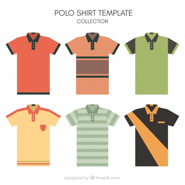626x626 Striped Polo Shirt Template Collection Vector Free Download