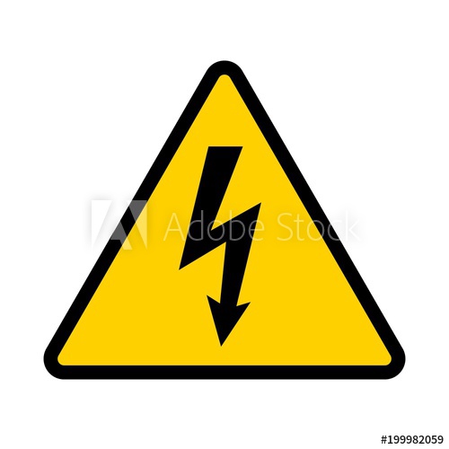 500x500 High Voltage Contamination Symbol Yellow Triangular Warning Sign