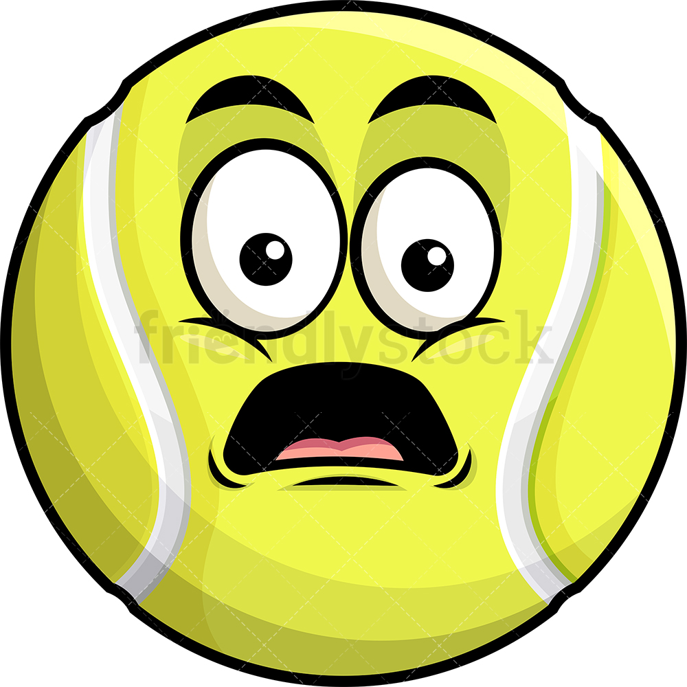 1000x1000 Shocked Tennis Ball Emoji Cartoon Clipart Vector