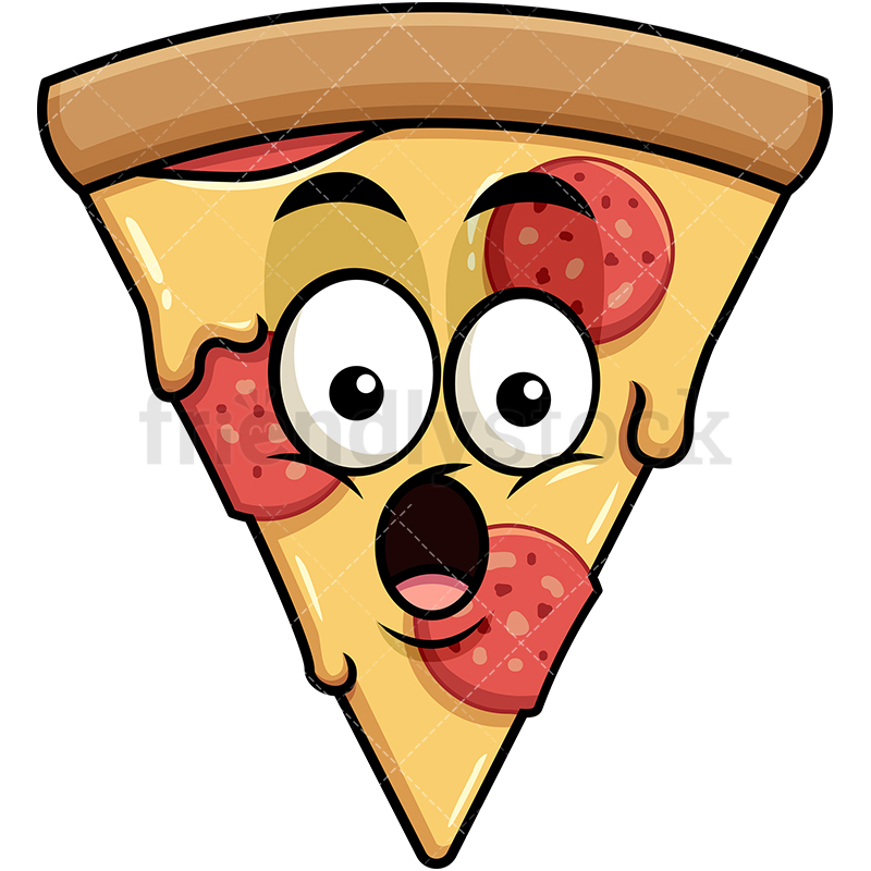 800x800 Surprised Pizza Emoji Cartoon Vector Clipart