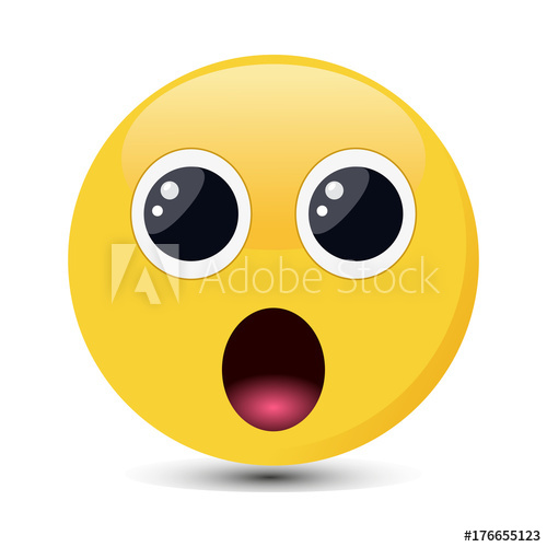 500x500 Surprised Emoticon With Big Eyes In Trendy Flat Style Shocked