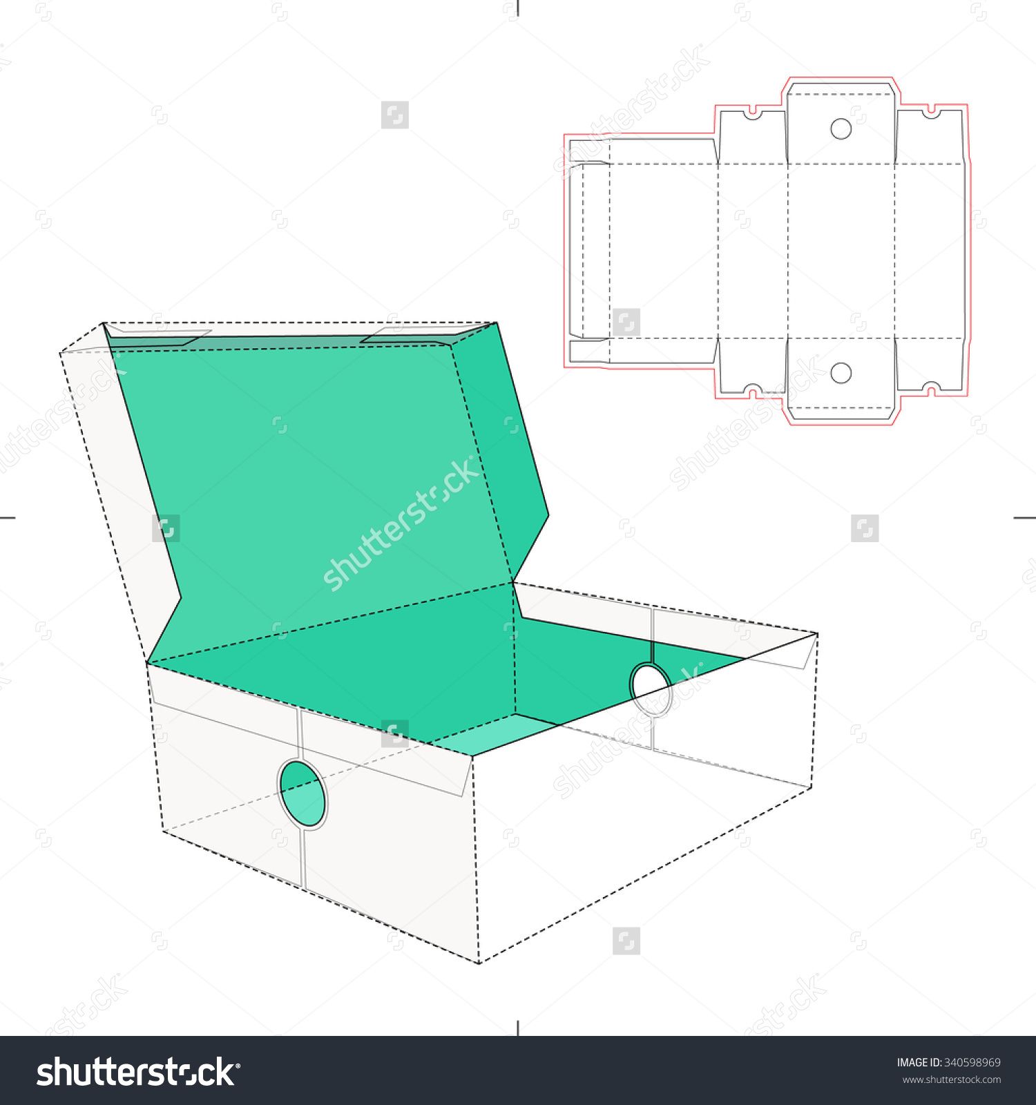 Open Shoes Box With Die Cut Template Stock Vector Illustration 1500x1600 Open Shoes Box With Die Cut Template Stock Vector Illustration