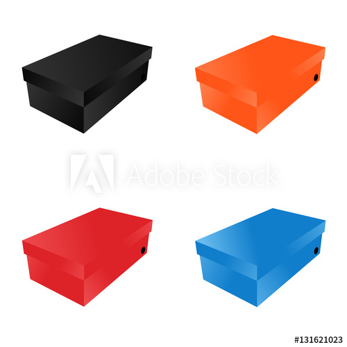 Four Shoe Boxes Black, Red, Orange, Blue Isolated On White 500x500 Four Shoe Boxes Black, Red, Orange, Blue Isolated On White