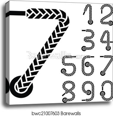 382x390 Vector Black Shoe Lace Numbers, Canvas Print Barewalls Posters