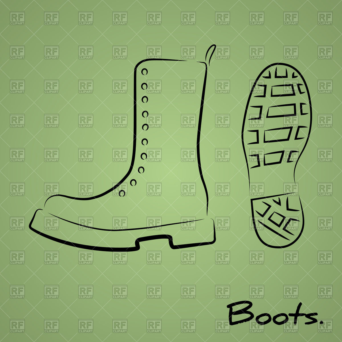 Hand Drawn Stylized Military Boot With Shoeprint Vector Image 1200x1200 Hand Drawn Stylized Military Boot With Shoeprint Vector Image