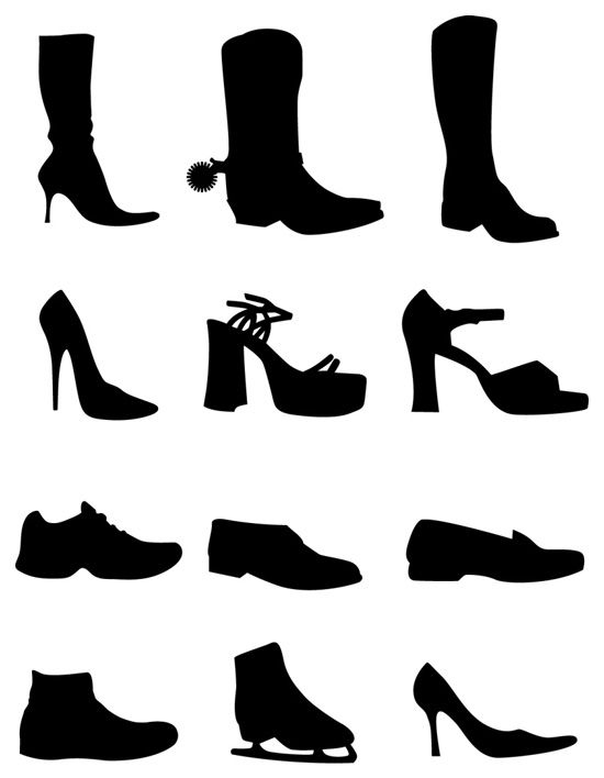 550x708 Free Vector Set Of Shoe Silhouettes Image Preview Silhouette