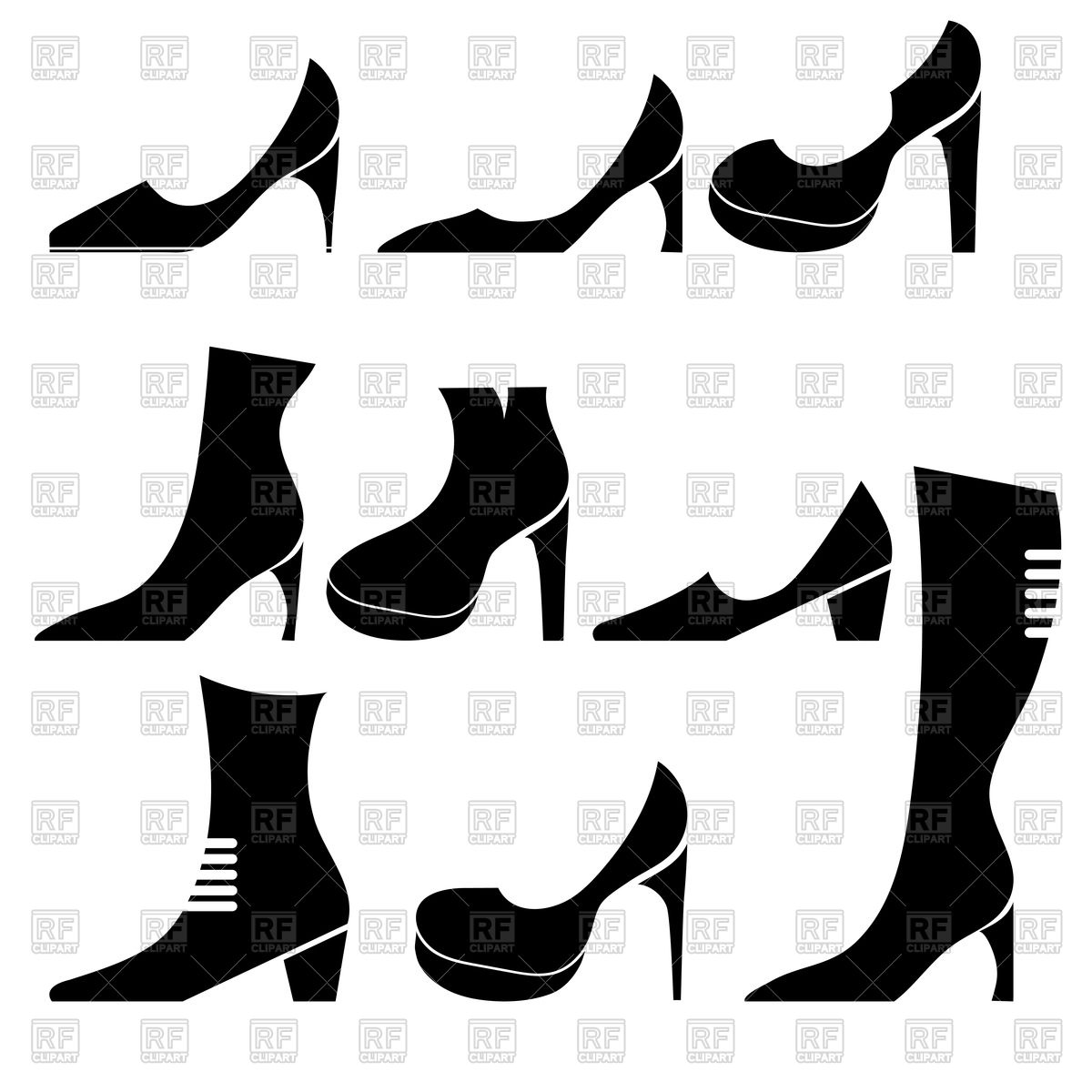 1200x1200 Set Of Different Womens Shoes Silhouette Vector Image