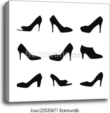382x390 Shoes Silhouettes, Canvas Print Barewalls Posters Prints