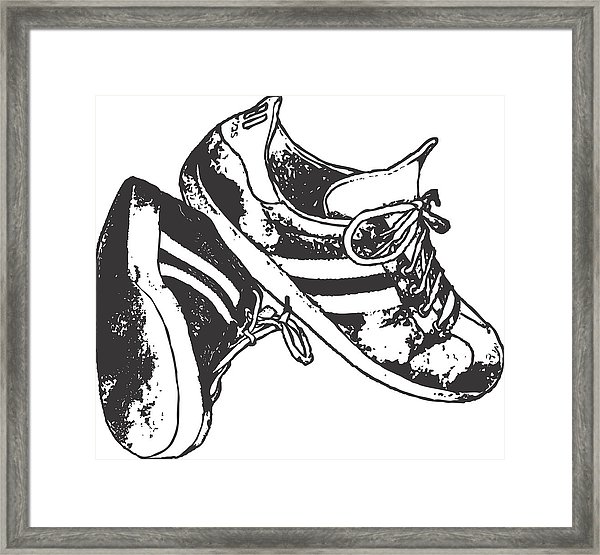600x555 Running Shoes Vector Art Framed Print
