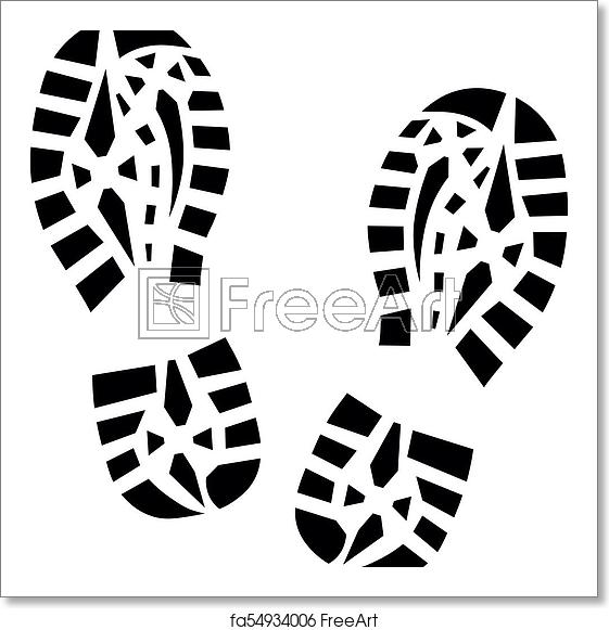 561x581 Free Art Print Of Footprints Human Shoes, Vector Silhouette