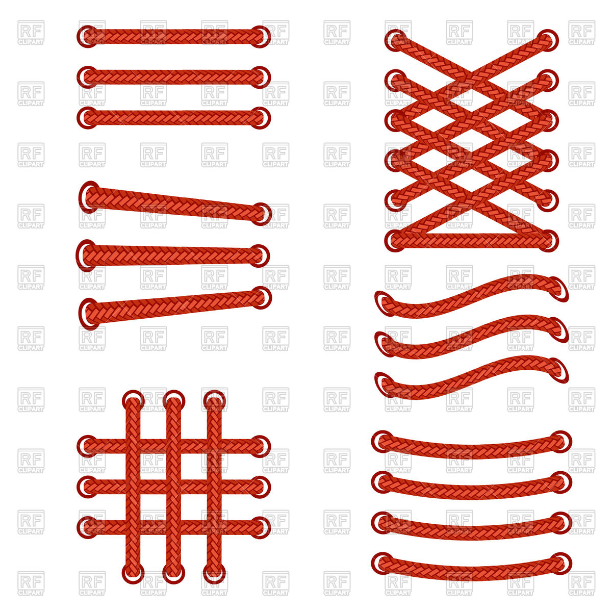 1200x1200 Set Of Red Shoelace Isolated On White Background Vector Image