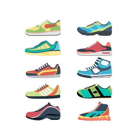 473x473 Sports Shoes Vector Set Fashion Sportwear, Everyday Sneaker