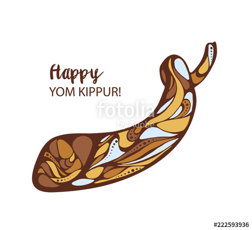 500x456 Vector Illustration Of Happy Yom Kippur Background With Shofar