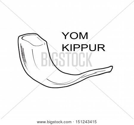 450x421 Yom Kippur Jewish Holiday Card With Shofar Horn Vector