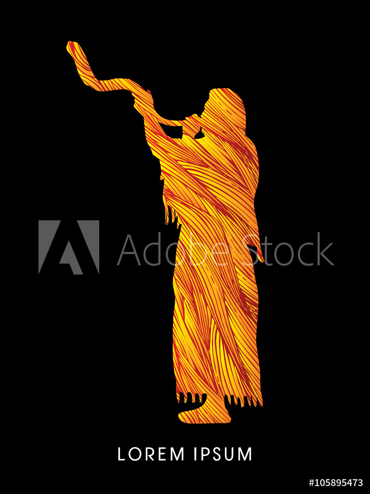 750x1000 A Man Blowing The Shofar Designed Using Fire Brush