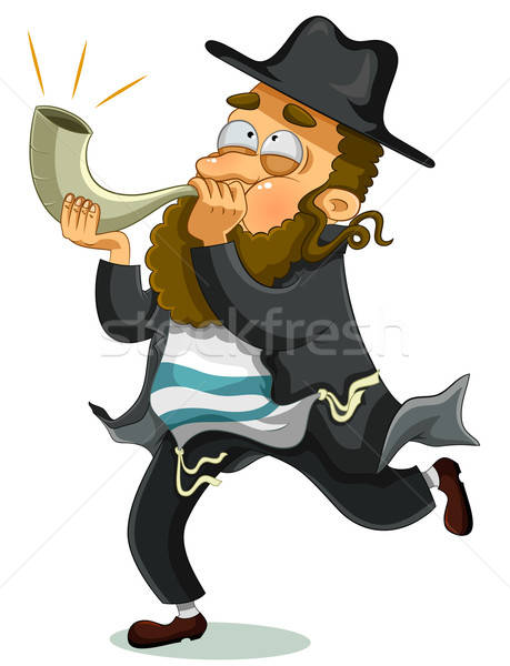 459x600 Jewish Man With Shofar Vector Illustration Ayelet Keshet