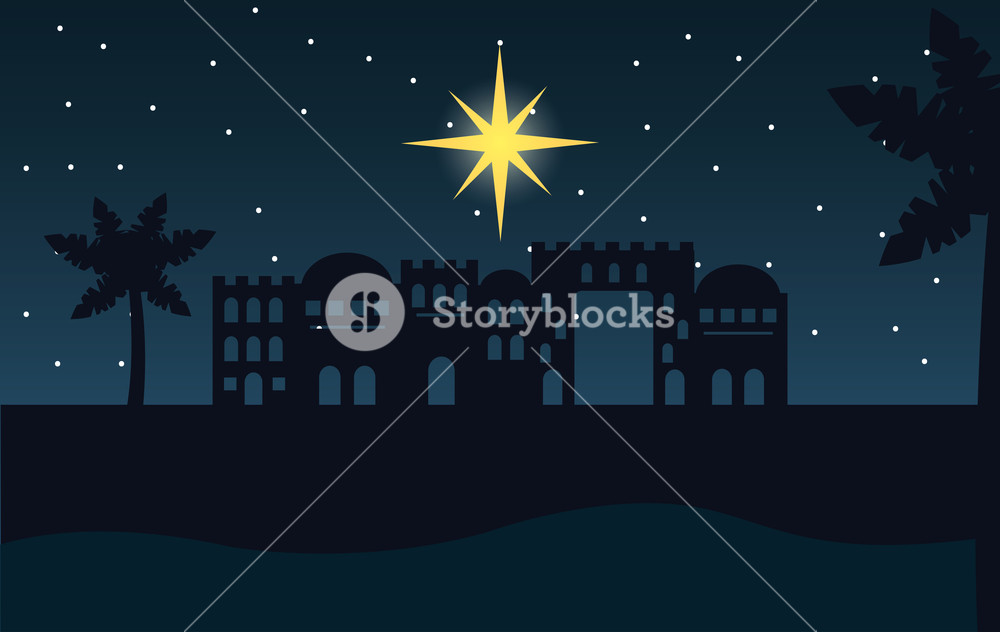 1000x632 Manger Epiphany Castle Dessert Shooting Star Vector Illustration