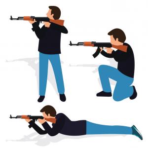 300x300 Photostock Vector Man With Gun Shooting Vector Silhouette