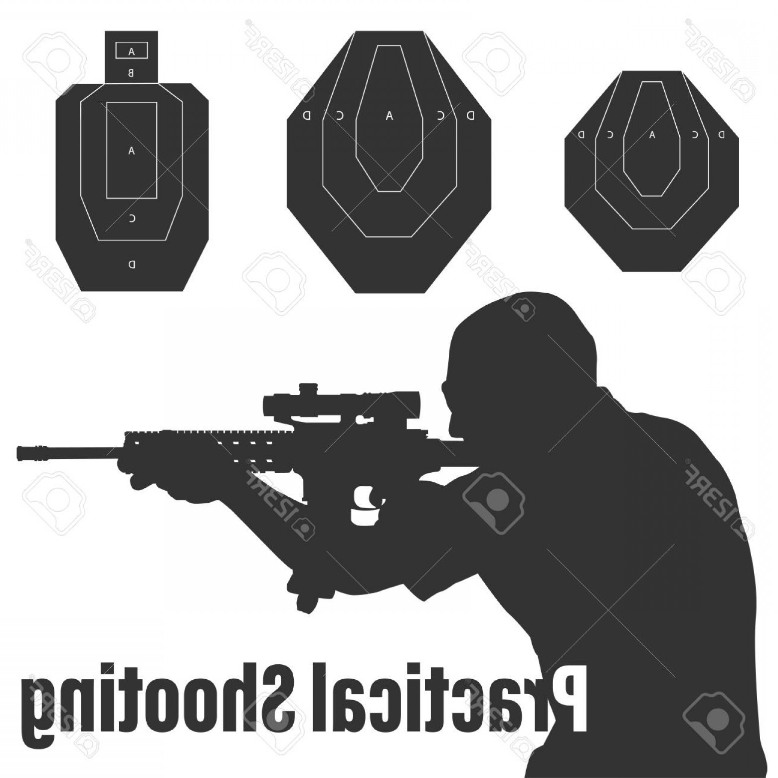1560x1560 Photostock Vector Practical Shooting Man Aiming The Rifle