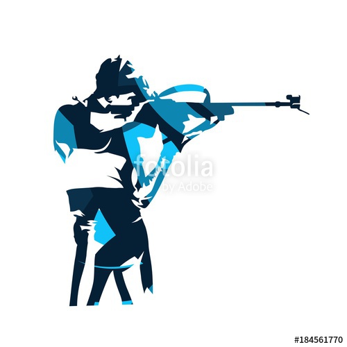 500x500 Biathlon Racer Shooting Abstract Blue Isolated Vector Silhouette