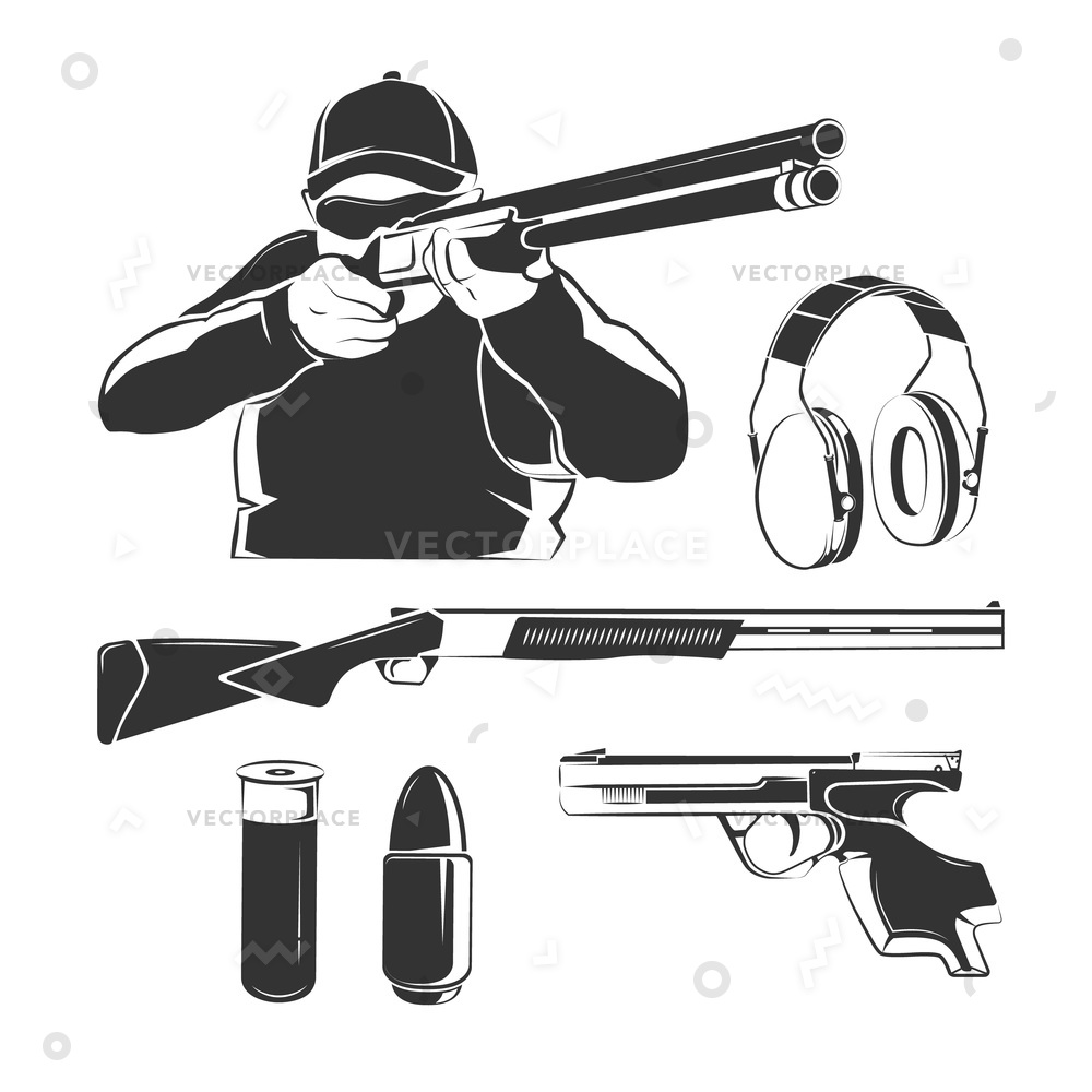 1000x1000 Elements For Shooting Club Retro Labels Vector Illustration