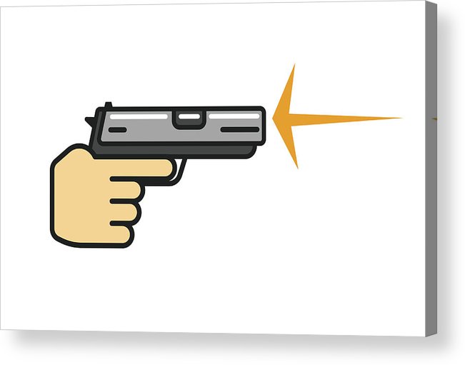 651x511 Hand Holding Gun Shooting Vector Icon Acrylic Print