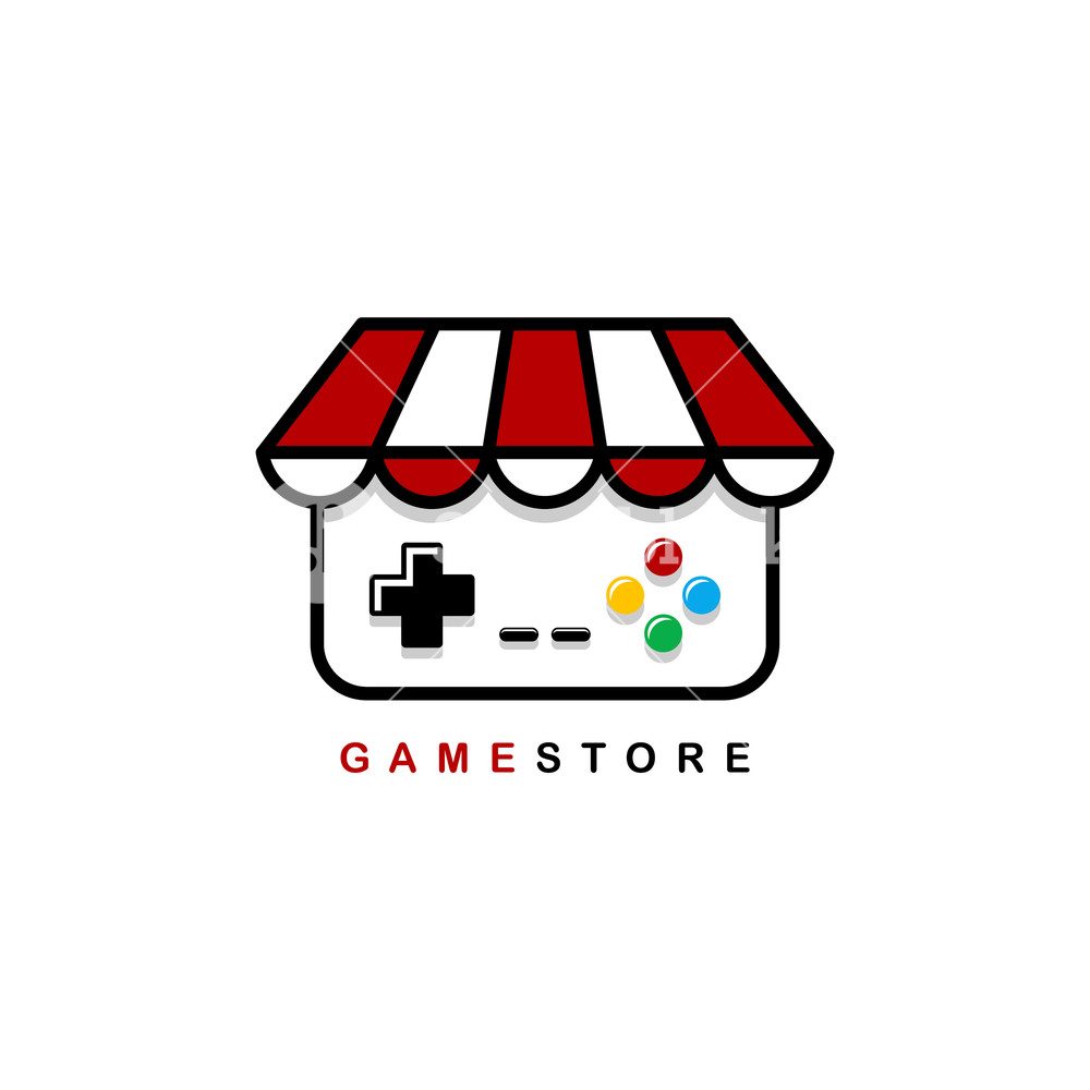 1000x1000 Video Game Shop Theme Logo Template Vector Royalty Free Stock