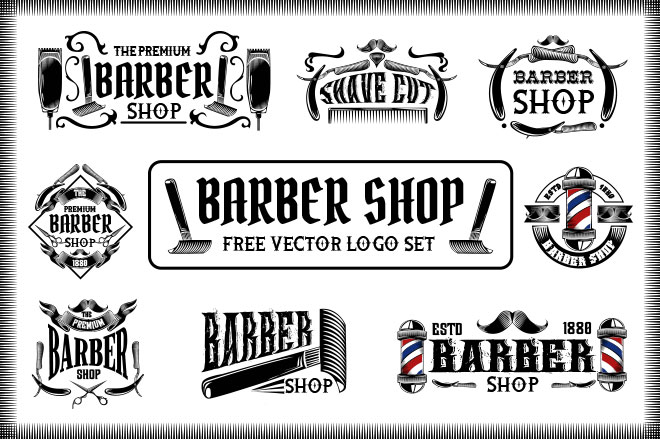 660x439 Free Barber Shop Vector Logo Set Free Templates