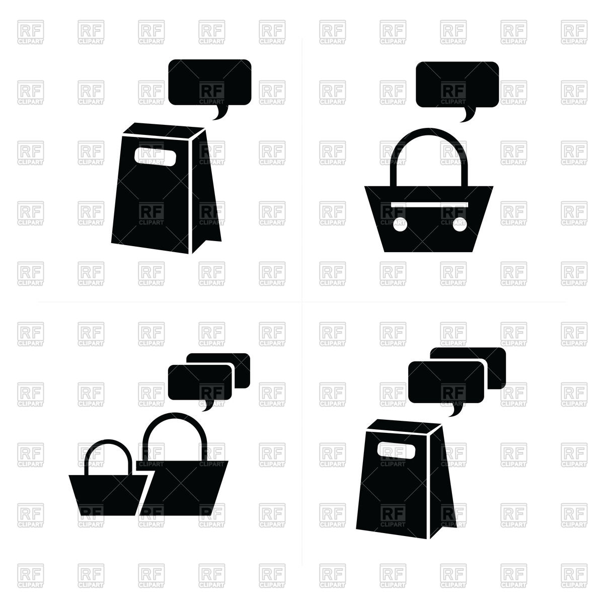 Shopping Bag Icon Set With Bubble Talk Vector Image Of Icons 1200x1200 Shopping Bag Icon Set With Bubble Talk Vector Image Of Icons
