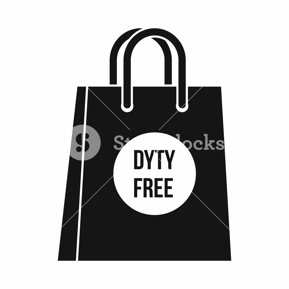 1000x1000 Duty Free Shopping Bag Icon In Simple Style Isolated On White