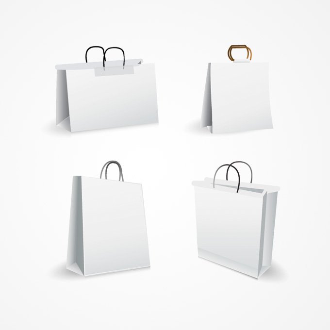 680x680 Free White Shopping Bag Vector Set