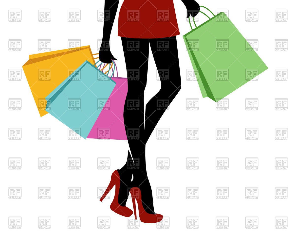 1200x942 Shopping Girl With Bags Vector Image Of People Sonneon